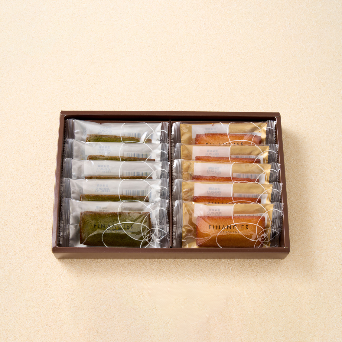 梅の花の豆乳を使用したフィナンシェ10個入（プレーン5個・抹茶5個）