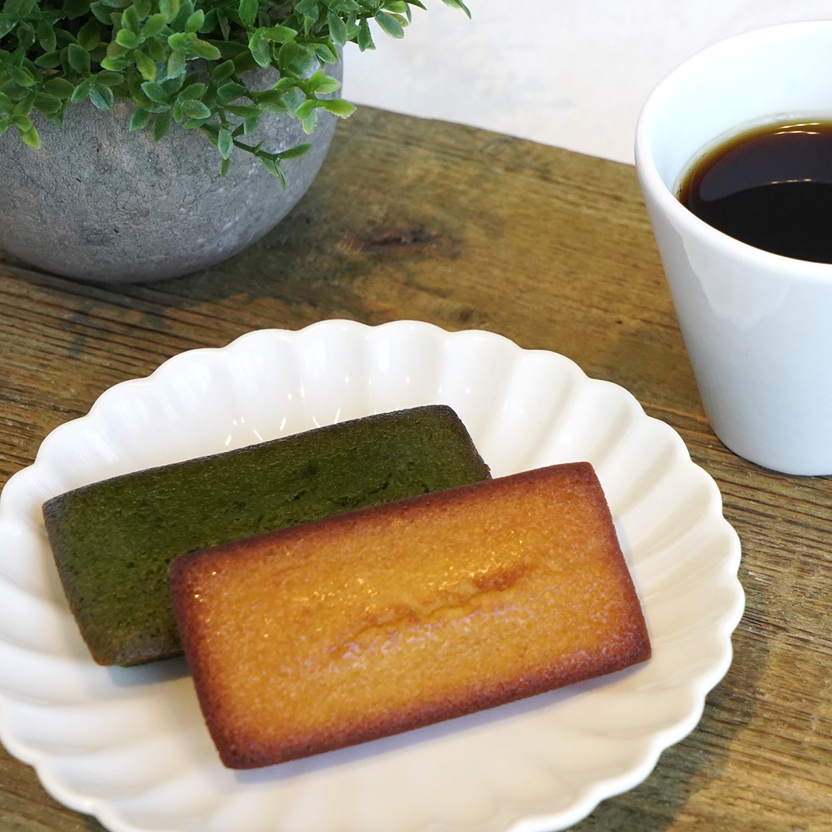 梅の花の豆乳を使用したフィナンシェ10個入（プレーン5個・抹茶5個）