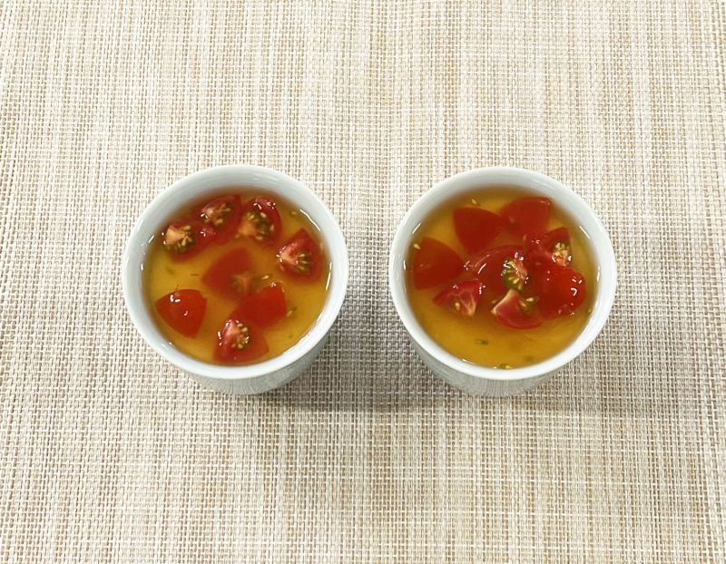 冷やし茶碗蒸しのトマト餡かけ